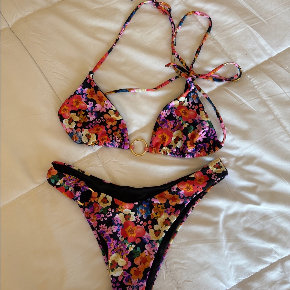 Princess Polly Black Floral Bikini Set